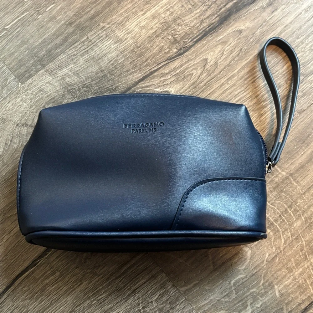 Ferragamo Navy Blue Cosmetic/Toiletry Bag